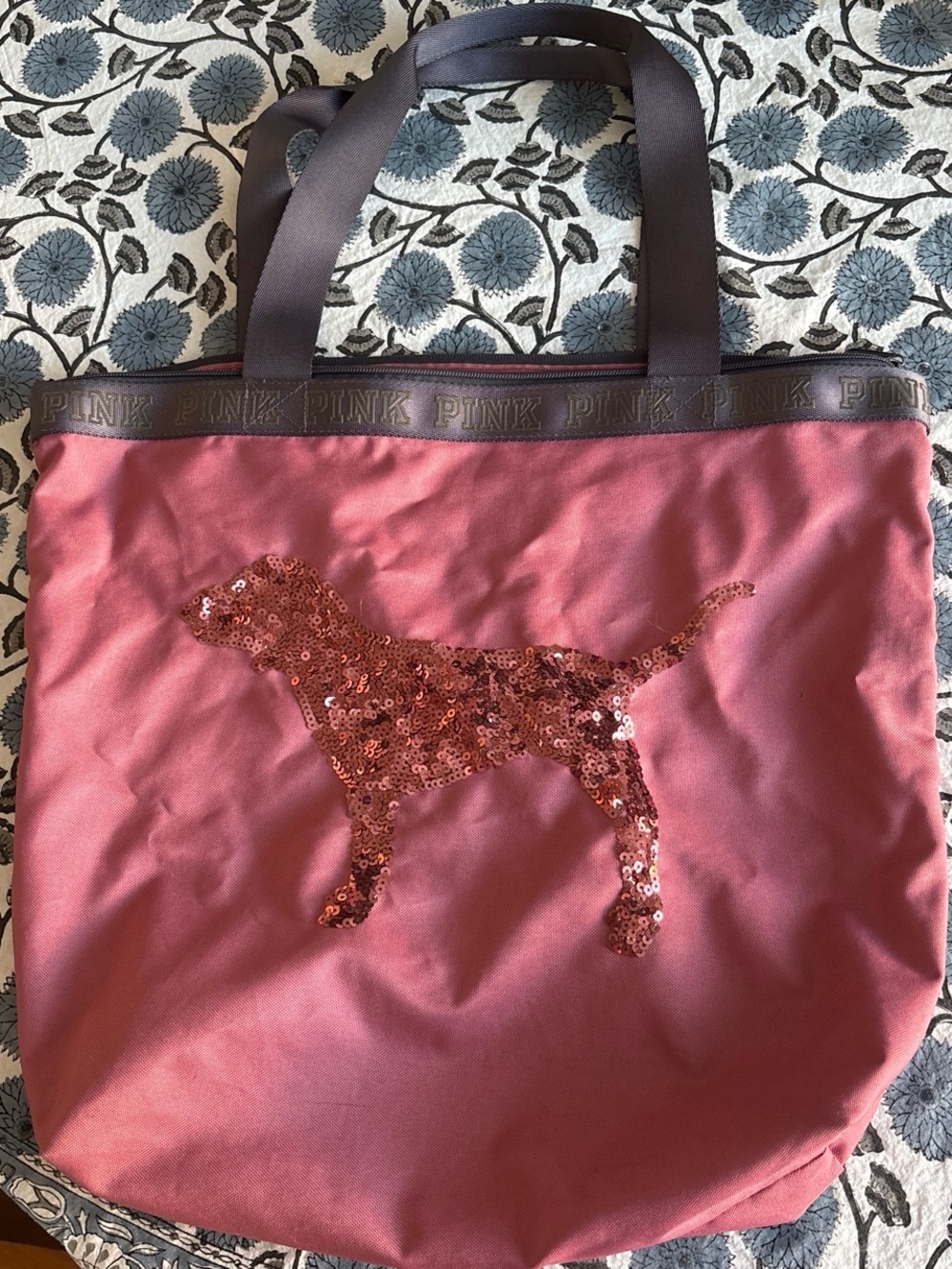 PINK Victoria's Secret Rose Pink Sequin Dog Tote